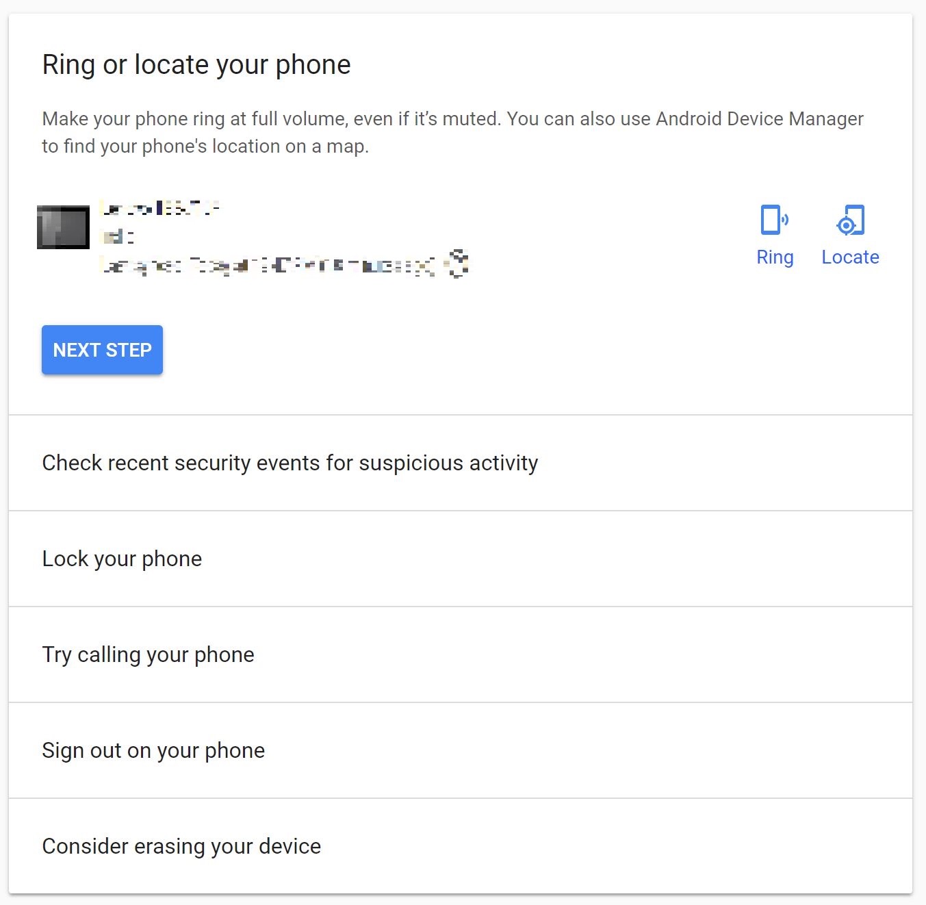 Google Find Hub showing a phone on a map