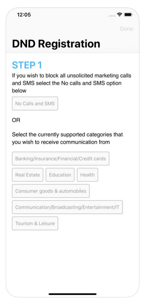 Sending a DND registration SMS to 1909