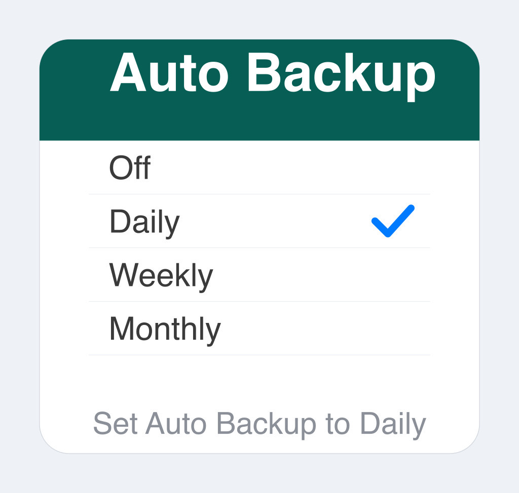 Auto Backup frequency options in WhatsApp