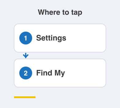 Where to tap: Settings then Find My