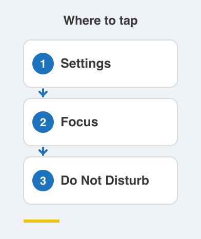 Where to tap: Settings then Focus then Do Not Disturb