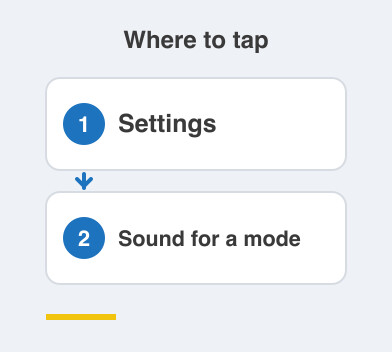 Where to tap: Settings then Sound for a mode